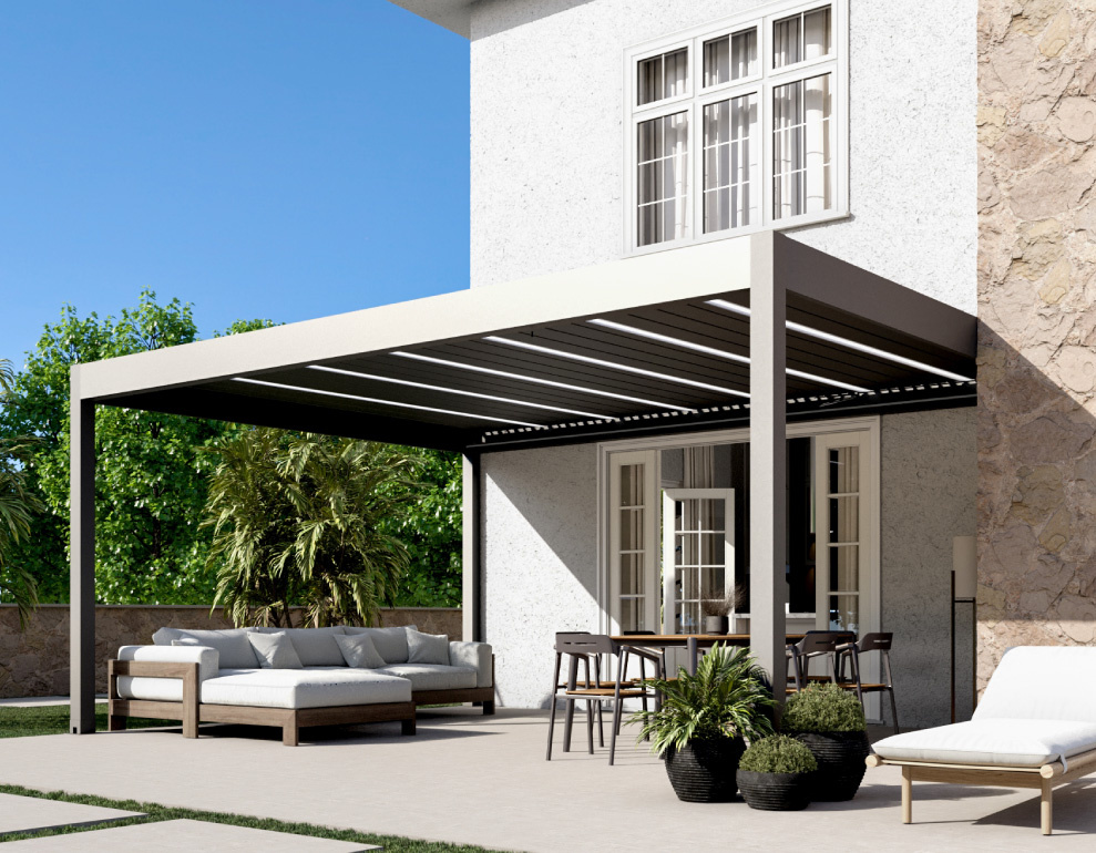 Bioclimatic pergola with LED lights