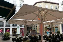 Heater for parasols in a restaurant