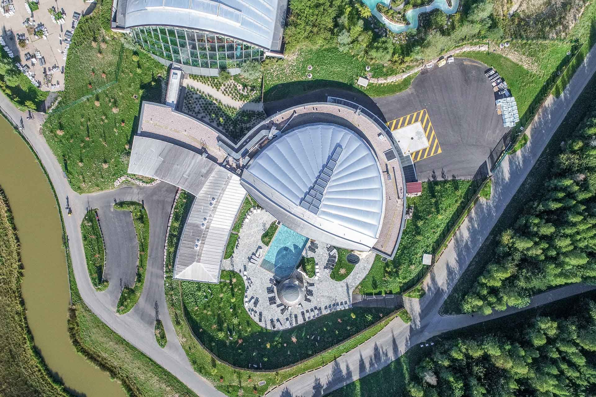 Aerial view of the ETFE bucket