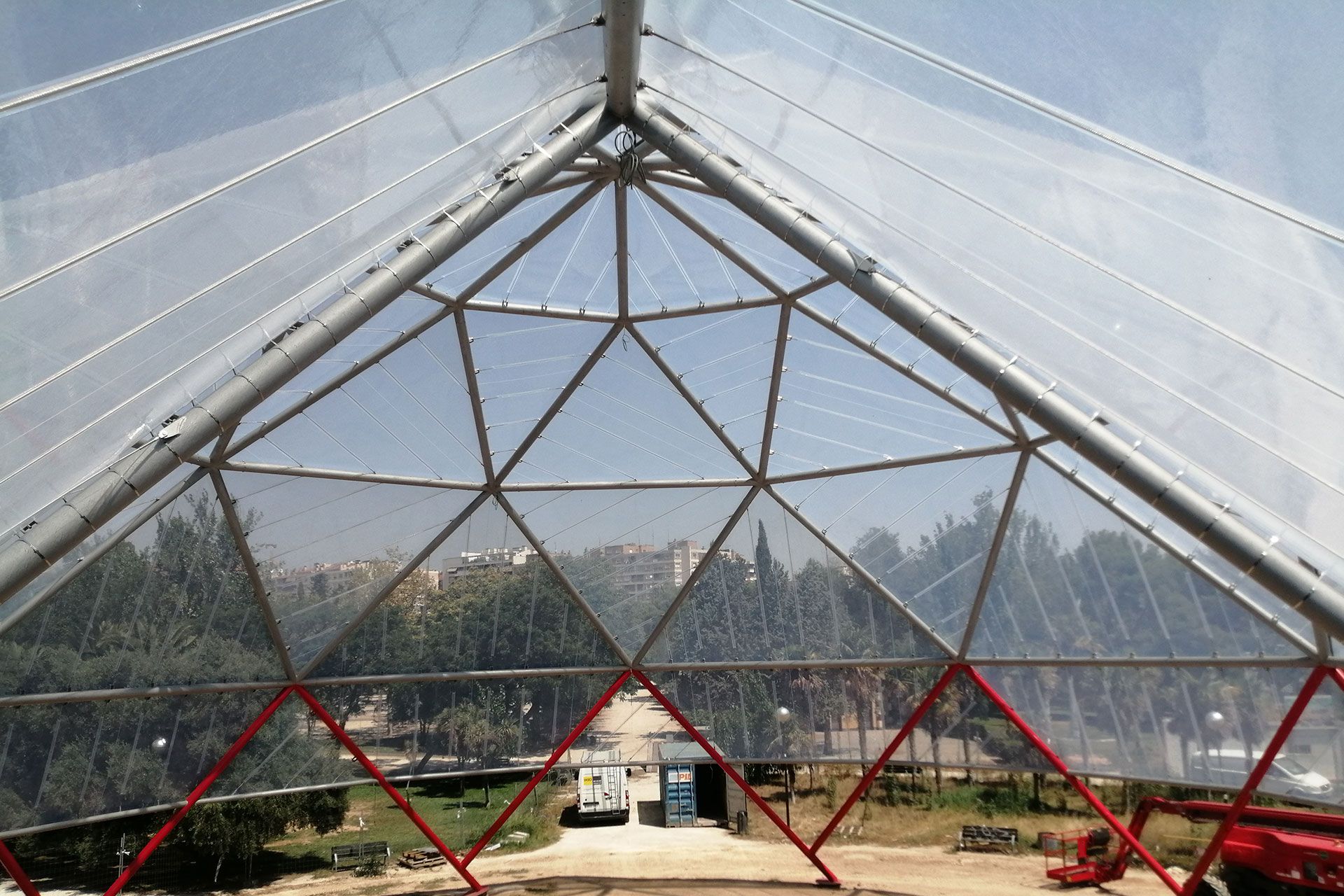 Geodesic dome in La Granja de Zaragoza park.