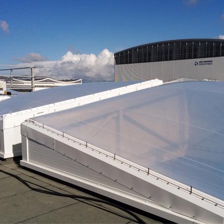 Cubierta ETFE transparente vista des de arriba en fabrica air france