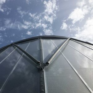 ETFE sheets in metallic structure.