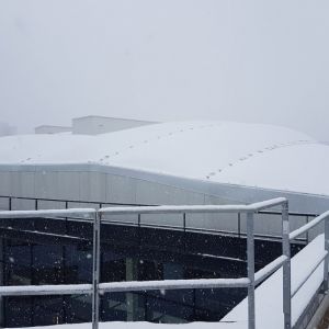 Cubierta de ETFE con nieves desde el exterior
