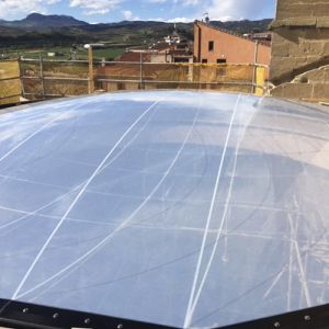Transparent ETFE membrane in the dome of the church