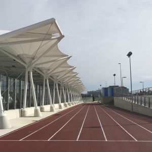  View of the running track and the canvas